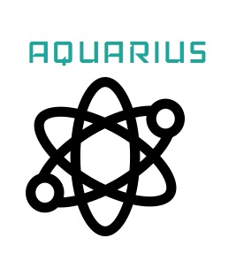A Genius SVg png Icon in black with text that reads Aquarius in teal to symbolise The sign Aquarius and their intellect