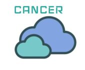 A coloured illustration of two clouds, one behind the other. The powder blue, bigger cloud is behind the smaller teal cloud, which is to symbolise the truth about Cancer (zodiac) in astrology