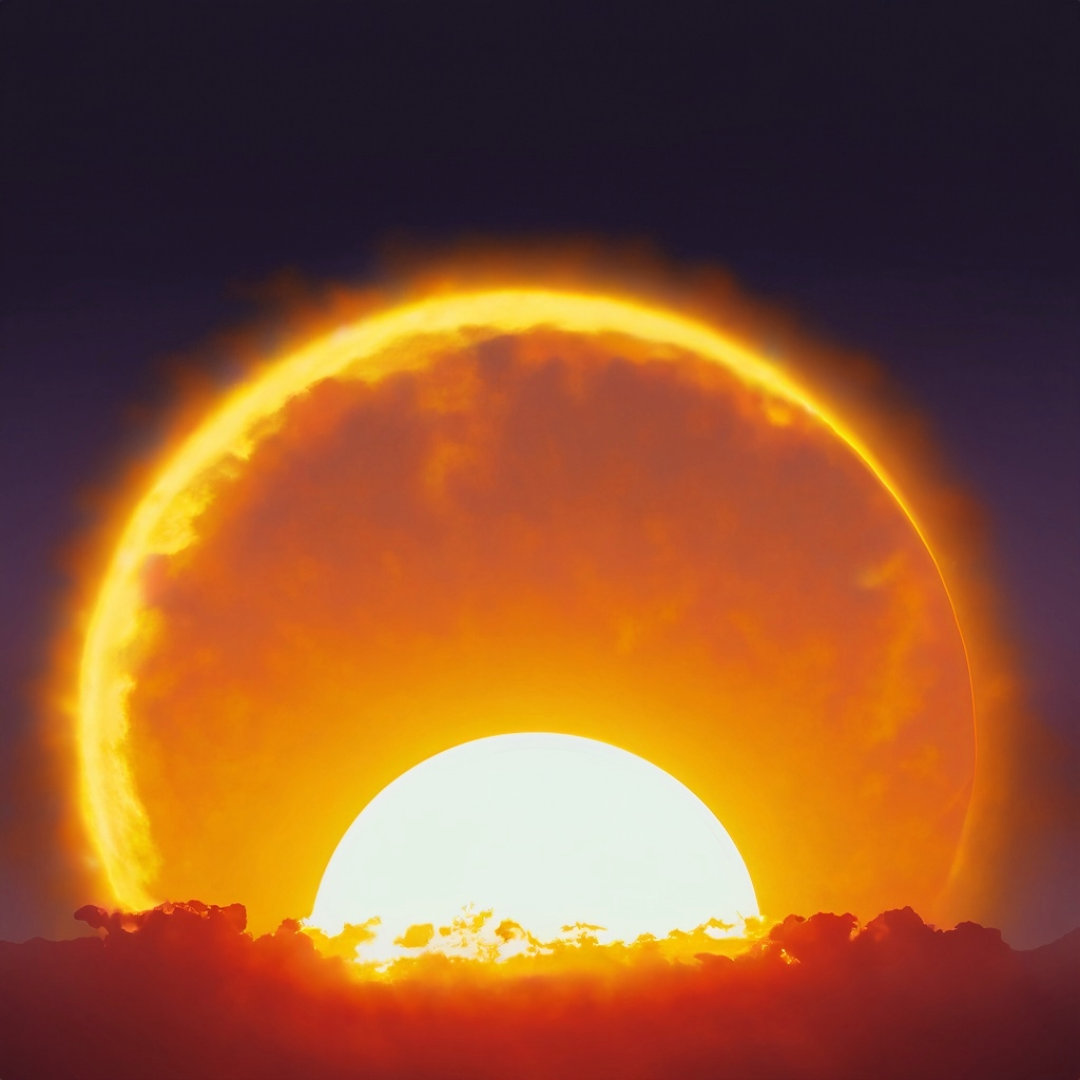 Venus behind a rising sun