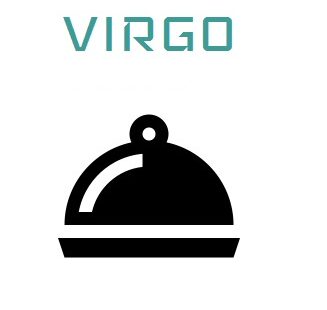 A black vector image of a cloche. Virgo is written in Teal top Centre.