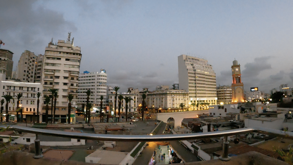 My photograph of the centre of Casablanca in Morroco taken of a rooftop at night