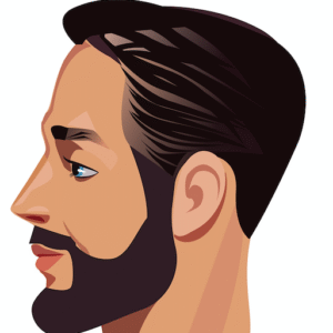 A vector image of a headshot with a side profile of a man with brown hair and a brown beard to symbolise How to spot a Scorpio Man