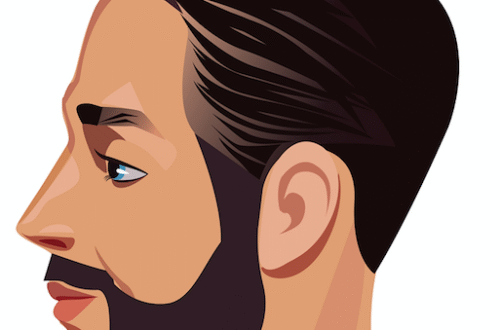A vector image of a headshot with a side profile of a man with brown hair and a brown beard to symbolise How to spot a Scorpio Man