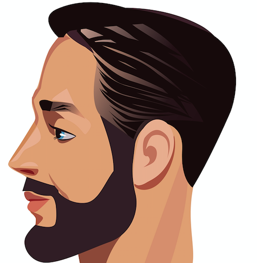 A vector image of a headshot with a side profile of a man with brown hair and a brown beard to symbolise How to spot a Scorpio Man