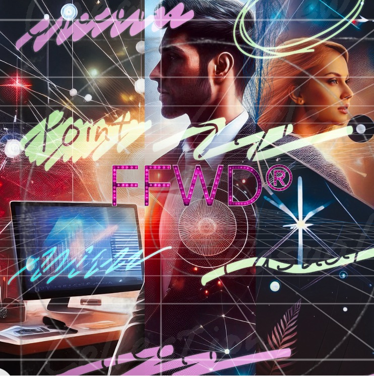 Digital artwork of a man in a suit and a professional woman at an office for the artwork sample audio drama.