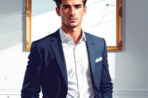 white man in a blue suit with white shirt stands in front of a mirror with his hands in his pockets to depict taurus man