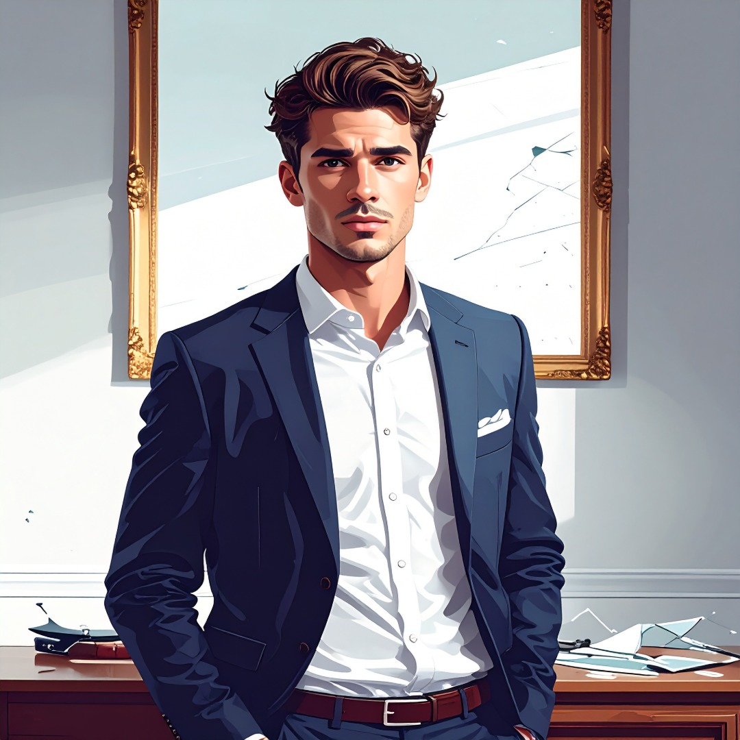 white man in a blue suit with white shirt stands in front of a mirror with his hands in his pockets to depict taurus man